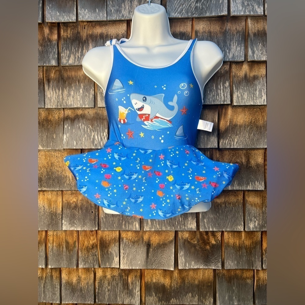 Girls' Baby Shark One-Piece Swimsuit with Flotation Skirt – Size 2T-3T (No Tag)